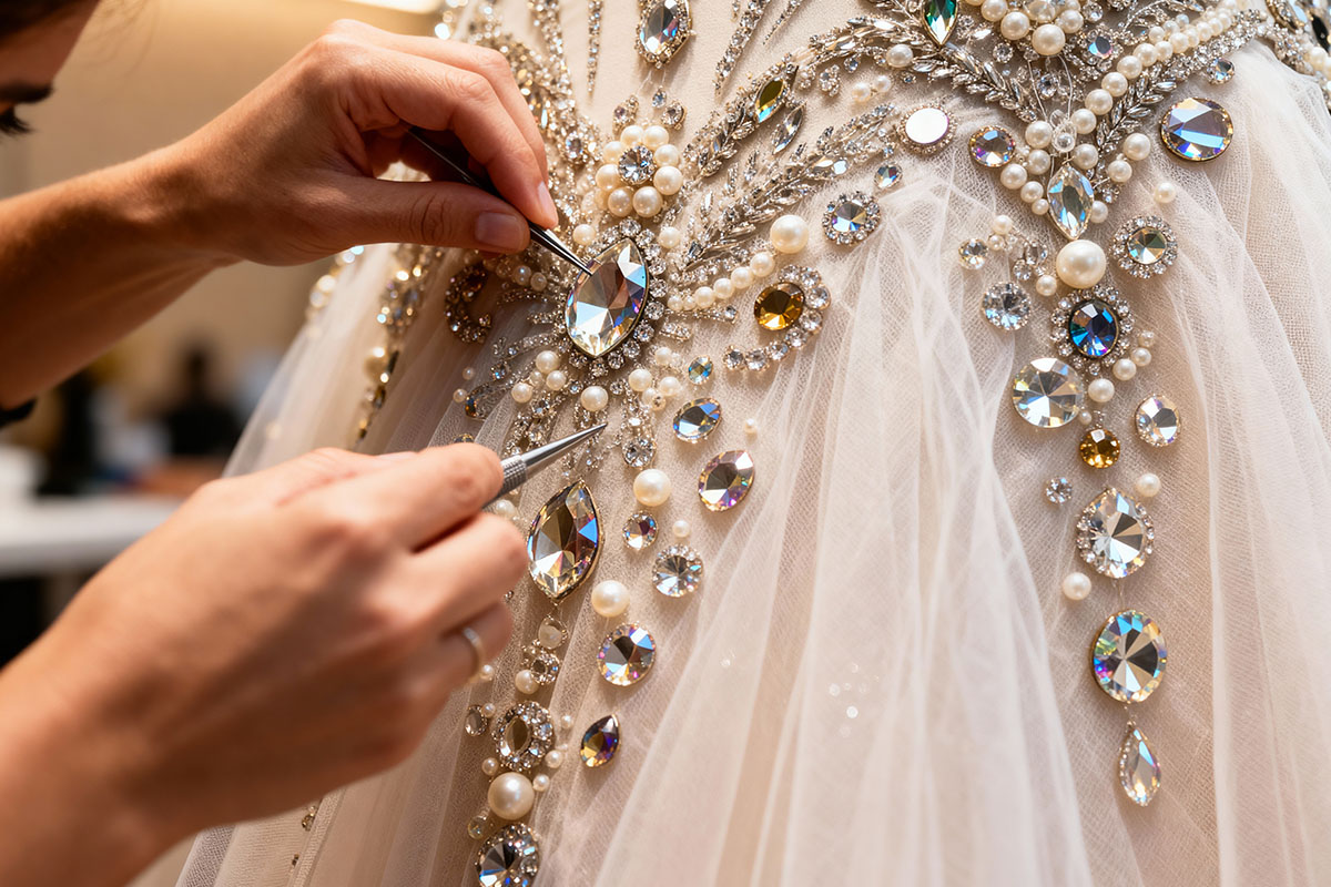 Haute Couture Beaded Fabric Production