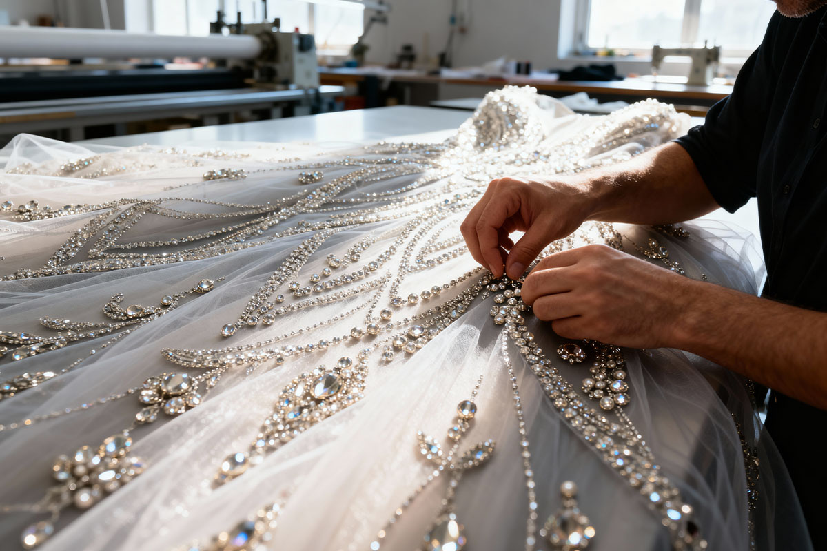 Luxury Beaded Tulle Fabric Manufacturing