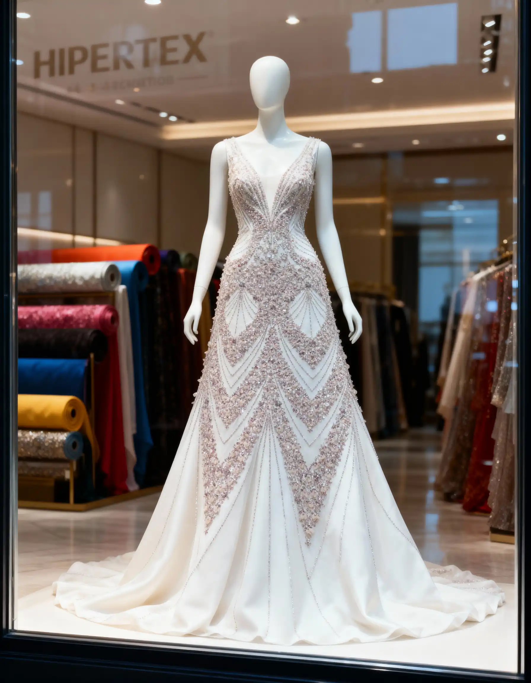 Luxury Dusty Pink Geometric Beaded Tulle Fabric with 3D Floral Accents