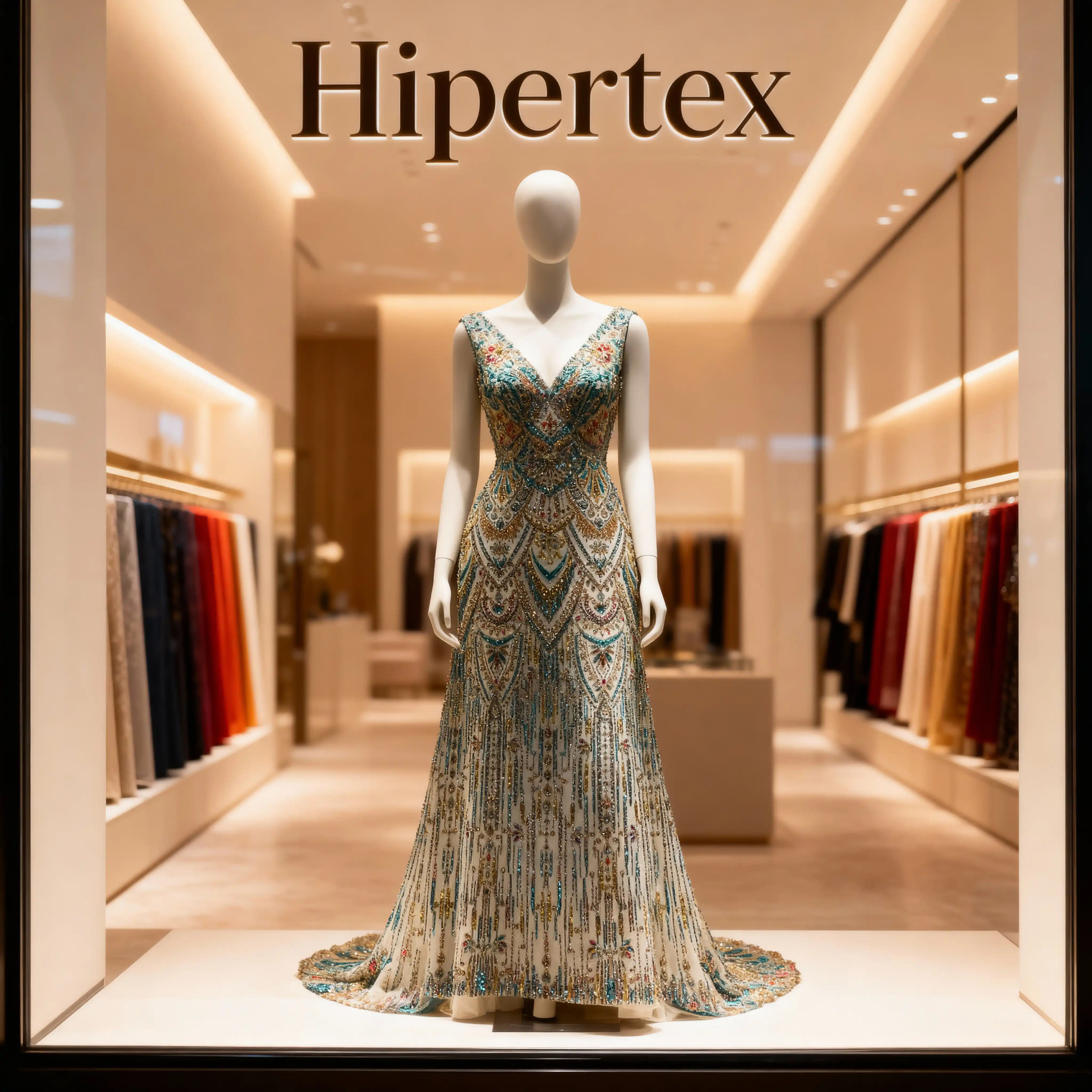 Luxury Hand-Embroidered Beaded Tulle Fabric – Turquoise & Gold