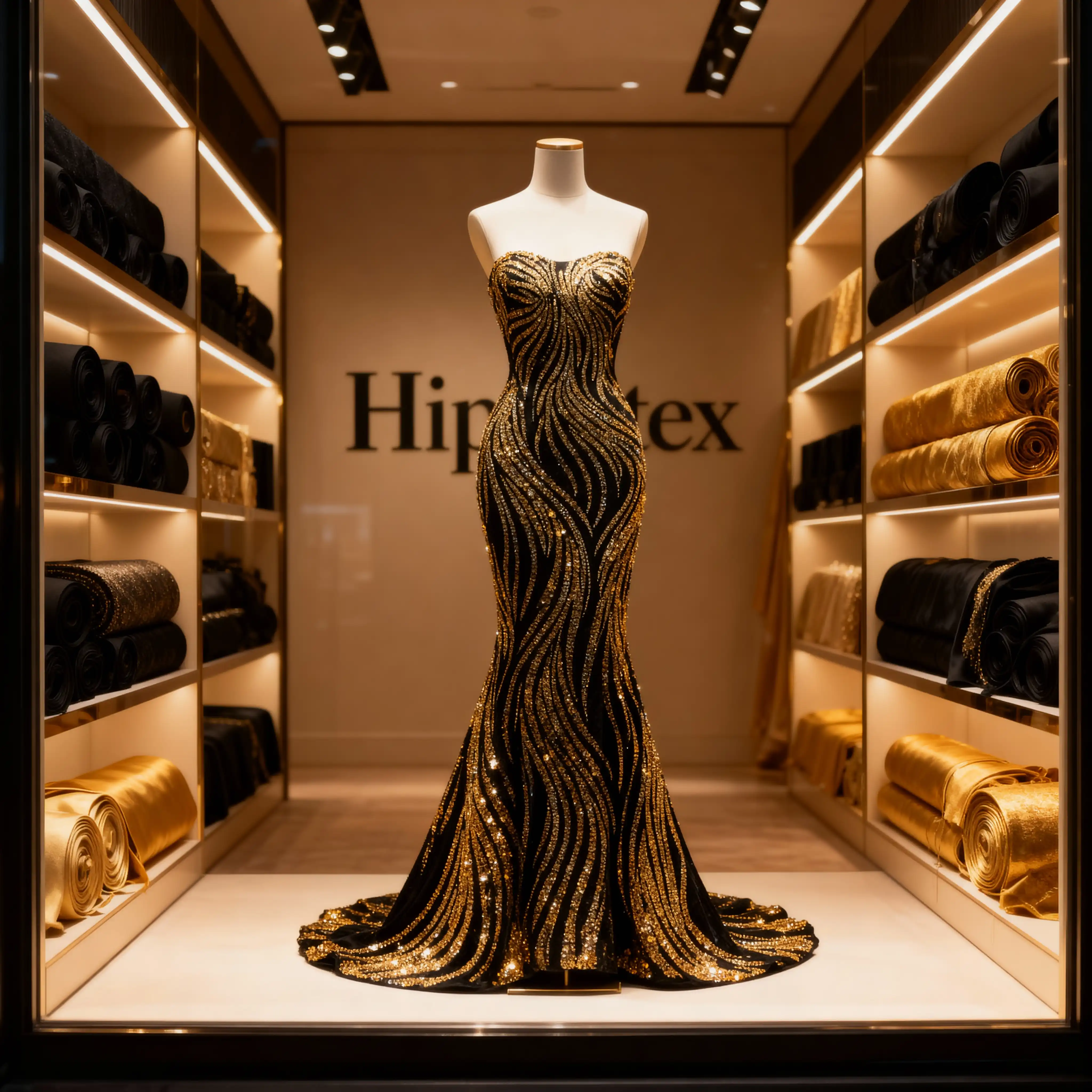 Midnight Zebra Pattern Black & Silver Heavy Beaded Couture Fabric